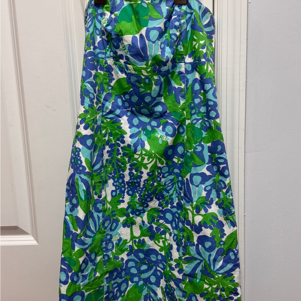 Lilly Pulitzer Blue and Green Floral Dress size 00